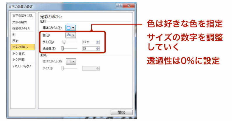 パワーポイントで文字を見やすくする！文字に縁取りする方法